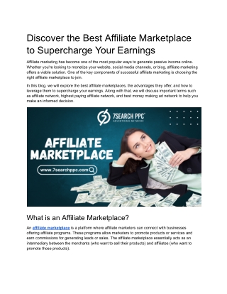 Discover the Best Affiliate Marketplace to Supercharge Your Earnings