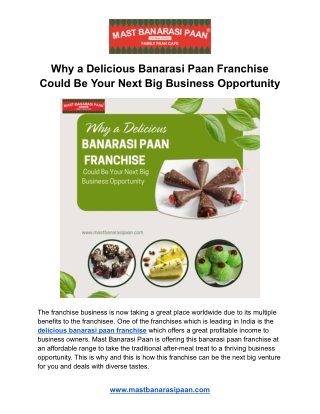 Why a Delicious Banarasi Paan Franchise Could Be Your Next Big Business Opportunity