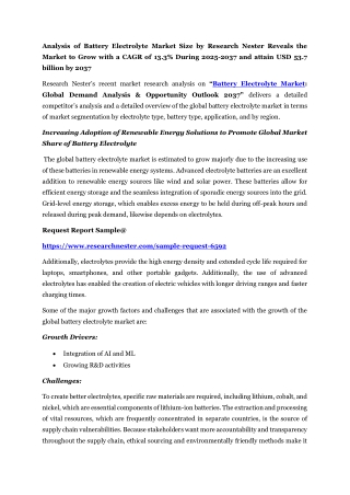 Battery Electrolyte Market