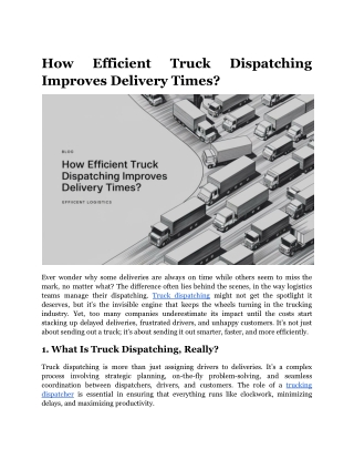 How Efficient Truck Dispatching Improves Delivery Times_