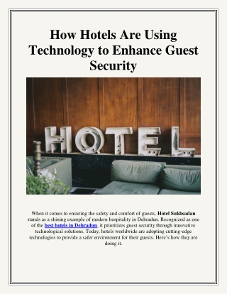 How Hotels Are Using Technology to Enhance Guest Security