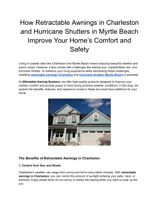 How Retractable Awnings in Charleston and Hurricane Shutters in Myrtle Beach Improve Your Home’s Comfort and Safety