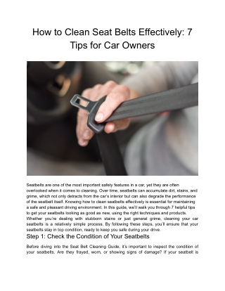 How to Clean Seat Belts Effectively_ 7 Tips for Car Owners