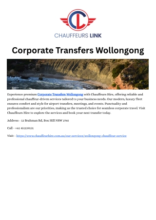 Corporate Transfers Wollongong