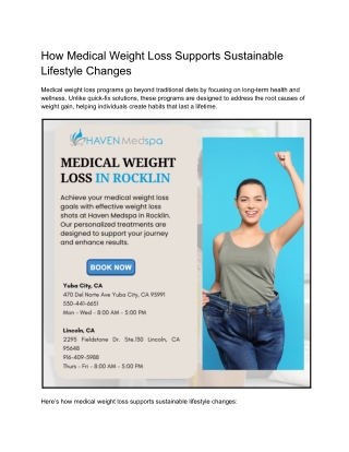 How Medical Weight Loss Supports Sustainable Lifestyle Changes