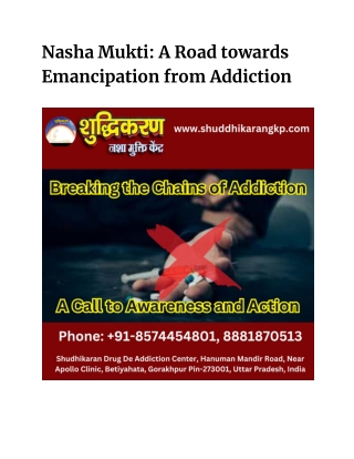 Nasha Mukti_ A Road towards Emancipation from Addiction