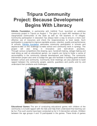 Tripura Community Project