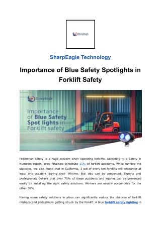 Importance of Blue Safety Spot lights in Forklift safety