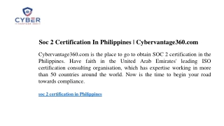Soc 2 Certification In Philippines Cybervantage360.com