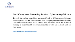 Soc2 Compliance Consulting Services Cybervantage360.com