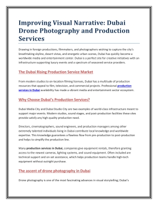 Improving Visual Narrative: Dubai Drone Photography and Production Services