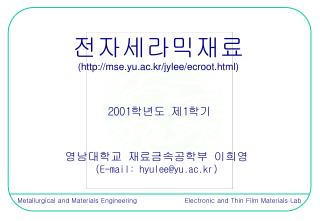 Metallurgical and Materials Engineering 	 Electronic and Thin Film Materials Lab