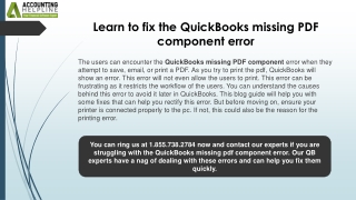 Troubleshooting QuickBooks Missing PDF Component: A Complete Guide