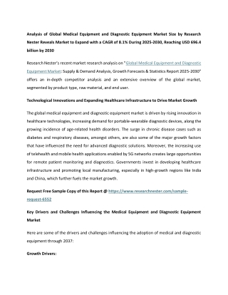 Medical Equipment and Diagnostic Equipment Market