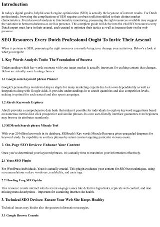 SEO Devices Every Dutch Specialist Should Invite Their Arsenal
