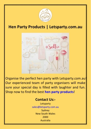 Hen Party Products  Letsparty.com.au