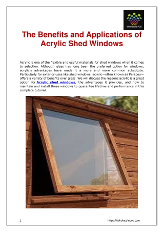 The Benefits and Applications of Acrylic Shed Windows