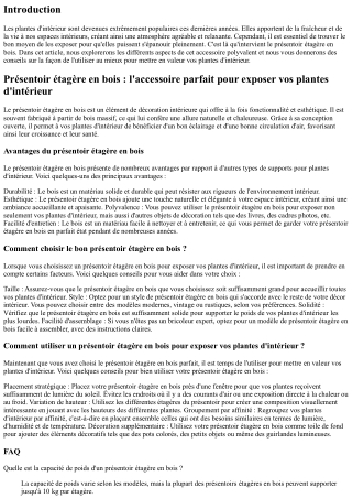 Présentoir étagère en bois : l'accessoire parfait pour exposer vos plantes d'int