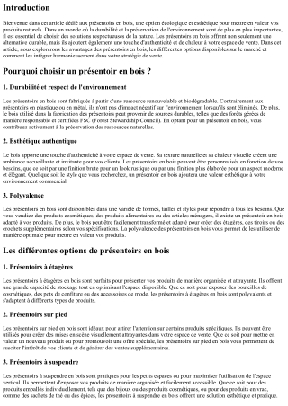 Présentoir en bois : une option écologique pour vos produits naturels