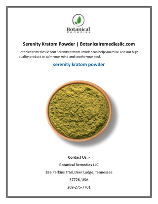 Serenity Kratom Powder Botanicalremediesllc.com