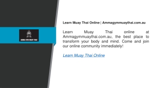 Learn Muay Thai Online  Ammagymmuaythai.com.au