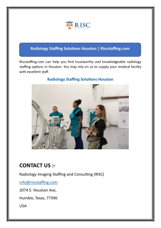 Radiology Staffing Solutions Houston  Riscstaffing