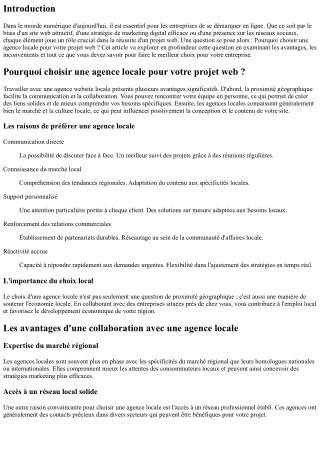 Pourquoi choisir une agence locale pour votre projet web?
