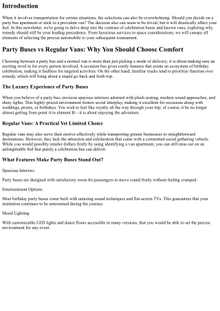 “Party Buses vs Regular Vans: Why You Should Choose Comfort”