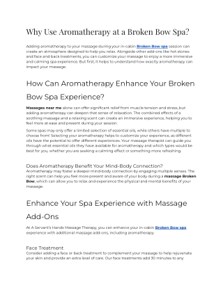 Why Use Aromatherapy at a Broken Bow Spa_