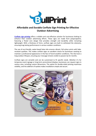Affordable and Durable Corflute Sign Printing for Effective Outdoor Advertising
