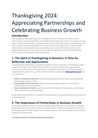 Thanksgiving 2024 Appreciating Partnerships and Celebrating Business Growth