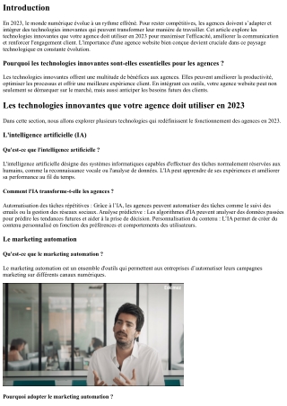 Les technologies innovantes que votre agence doit utiliser en 2023