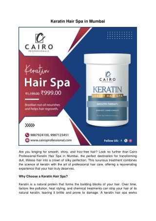 Keratin Hair Spa in Mumbai