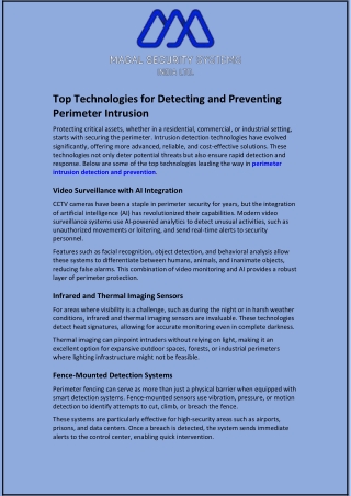 Top Technologies for Detecting and Preventing Perimeter Intrusion