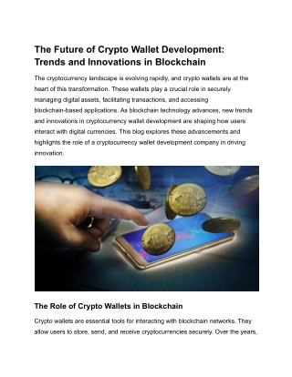 The Future of Crypto Wallet Development: Innovations to Watch in Blockchain