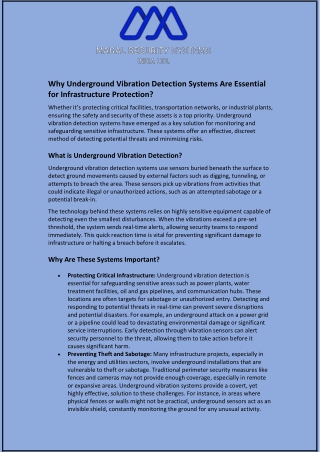 Why Underground Vibration Detection Systems Are Essential?