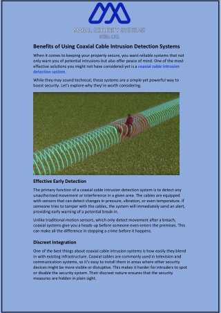 Benefits of Using Coaxial Cable Intrusion Detection Systems