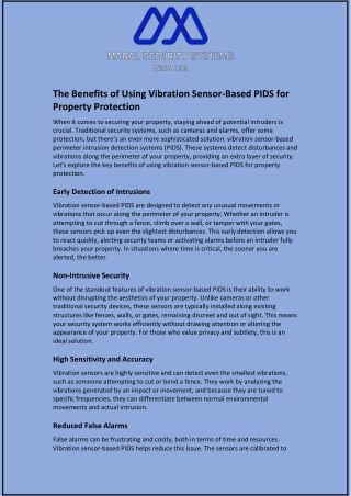 The Benefits of Using Vibration Sensor-Based PIDS for Property Protection