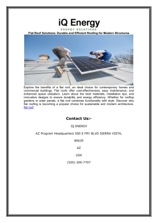 Flat Roof Solutions: Durable and Efficient Roofing for Modern Structures