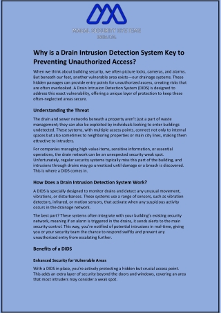 Why is a Drain Intrusion Detection System Key to Preventing Unauthorized Access?
