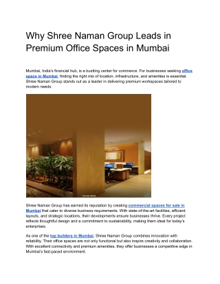 Find Your Ideal Office Space in Mumbai with Shree Naman Group