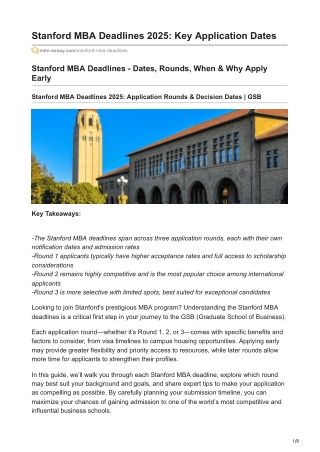 Stanford MBA Deadlines 2025: Key Application Dates | GSB