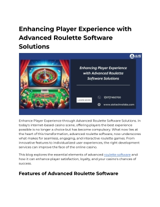 Enhancing Player Experience with Advanced Roulette Software Solutions
