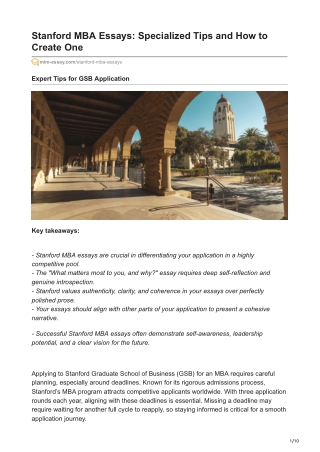 Stanford MBA Essays: Specialized Tips and How to Create One