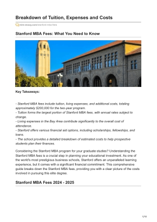 Stanford MBA Fees: Breakdown of Tuition, Expenses and Costs