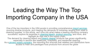Leading the Way The Top Importing Company in the USA