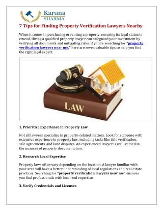 7 Tips for Finding Property Verification Lawyers Nearby