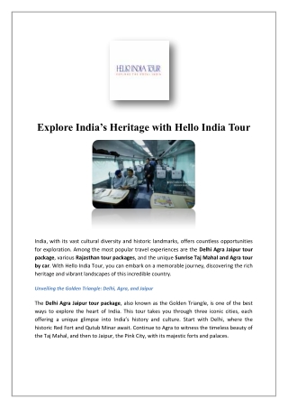 Taj Mahal Tour By Car From Delhi | Hello India Tour
