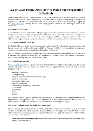 GATE 2025 Exam Date: How to Plan Your Preparation Effectively