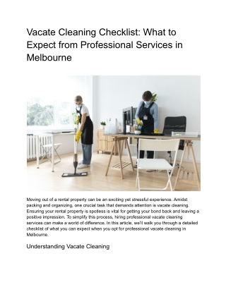 Vacate Cleaning Checklist_ What to Expect from Professional Services in Melbourne
